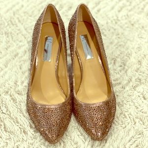 INC Zitah Rhinestone pointed toe pump Soft bronze